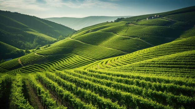 Beautiful landscape of Vineyards in European region in summer season comeliness