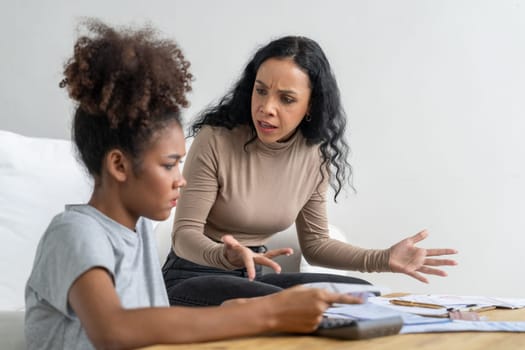 Stressed African American women has financial problems with credit card debt to pay crucial show concept of bad personal money and mortgage pay management crisis.