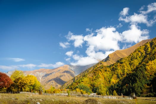 The colorful autumn mountains of Ossetia in all their glory