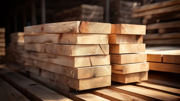 stack of wood for construction works,pile of wooden logs as background. High quality photo