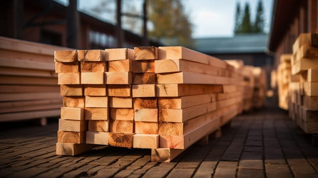 stack of wood for construction works,pile of wooden logs as background. High quality photo
