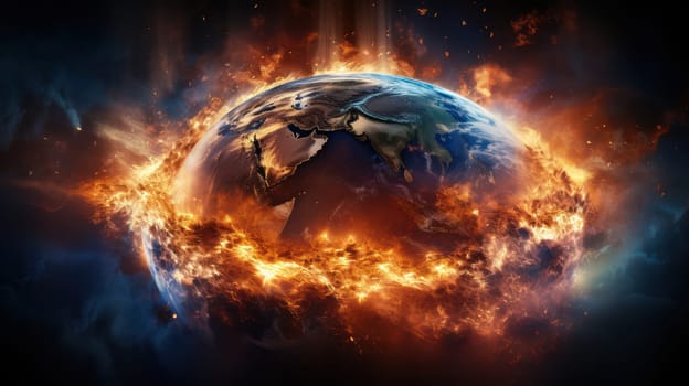 Apocalyptic Explosion: A Fiery Cataclysm Engulfs the Globe in a Destructive Armageddon
