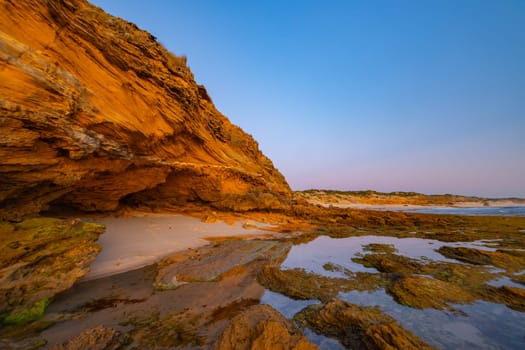 The idyllic Number Sixteen Beach at sunset in Rye, Victoria, Australia