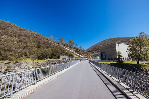 GUTHEGA, AUSTRALIA - DECEMBER 17, 2023: Guthega Power Station as part of the Snowy Mountains Hydro Electric power scheme in New South Wales, Australia