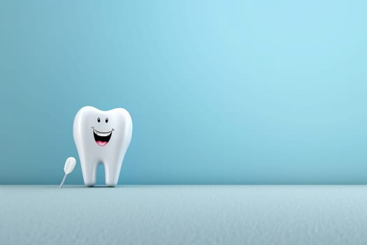 An illustration of a Happy Tooth Smiling Next to a Toothbrush
