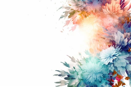 An explosion of Floral Beauty in Abstract Art, with white background