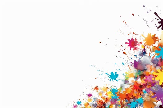 An illustration of an explosion of colorful paints on white background