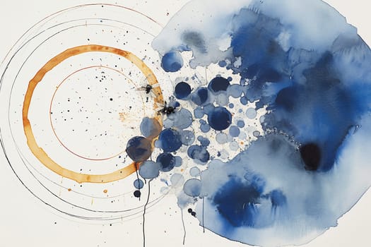 A watercolor abstract blue circle illustration, with white background