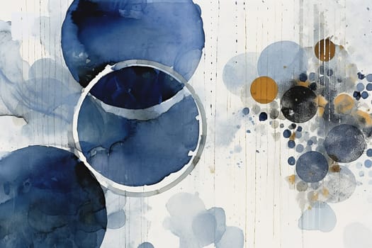 A watercolor abstract blue circle illustration, with white background