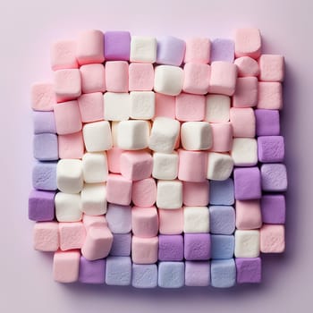 A Close-Up View of Soft and Squishy White and Pink Marshmallows, beautiful background