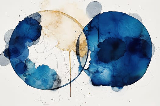 A watercolor abstract blue circle illustration, with white background