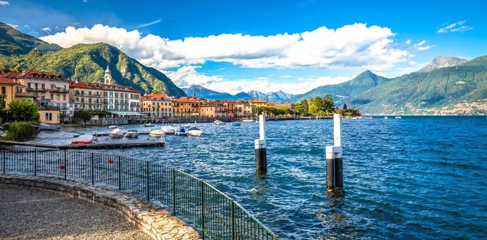 Town of Menaggio on Como lake waterfront panoramic view, Lombardy region of Italy