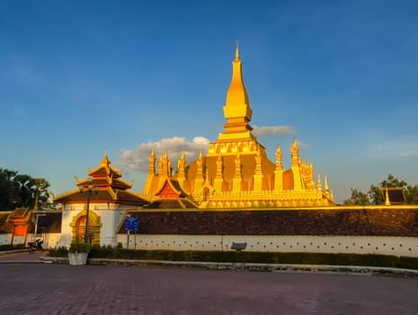 Pha That Luang golden stupa by day, Vientiane, Laos, Lao People's Democratic Republic