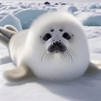 Seal pup in winter. Generative AI. High quality photo