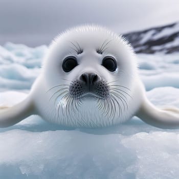 Seal pup in winter. Generative AI. High quality photo