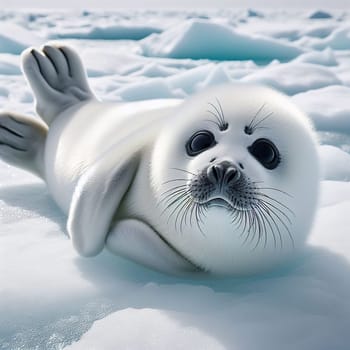 Seal pup in winter. Generative AI. High quality photo