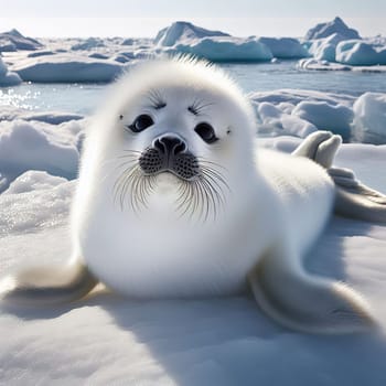 Seal pup in winter. Generative AI. High quality photo