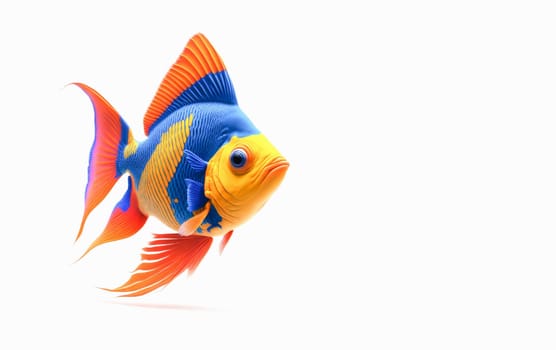 Beautiful colorful fantasy tetra fish on white background. Aquarium tropical fish. Space for text