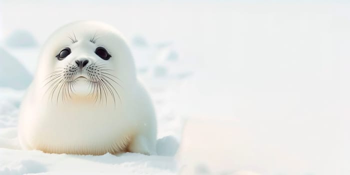 Seal pup in winter. Generative AI. High quality photo