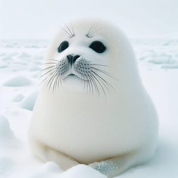 Seal pup in winter. Generative AI. High quality photo