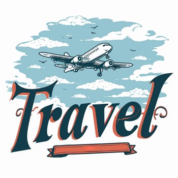 A beautiful travel logo with an airplane. High quality illustration