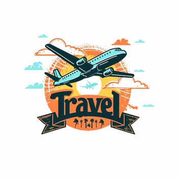 A beautiful travel logo with an airplane. High quality illustration