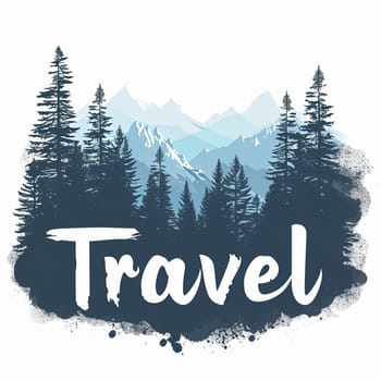 A beautiful travel logo with a forest. High quality illustration