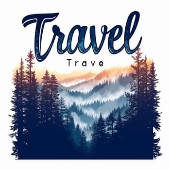 A beautiful travel logo with a forest. High quality illustration