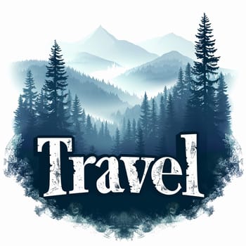 A beautiful travel logo with a forest. High quality illustration