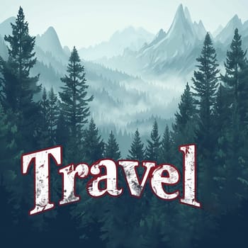 A beautiful travel logo with a forest. High quality illustration