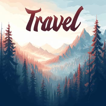 A beautiful travel logo with a forest. High quality illustration