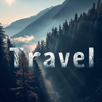 A beautiful travel logo with a forest. High quality illustration