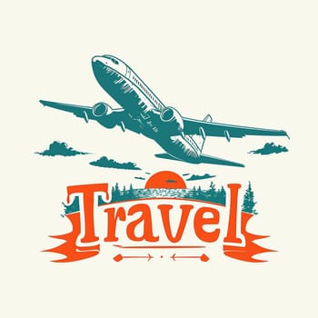 A beautiful travel logo with an airplane. High quality illustration