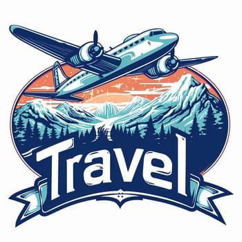 A beautiful travel logo with an airplane. High quality illustration
