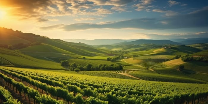 Beautiful landscape of Vineyards in European region in summer season comeliness