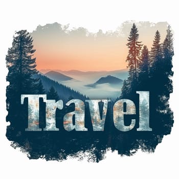 A beautiful travel logo with a forest. High quality illustration