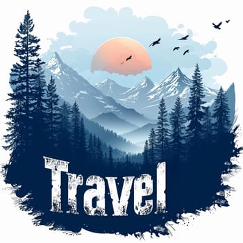 A beautiful travel logo with a forest. High quality illustration