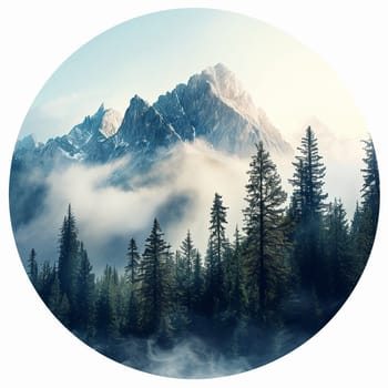 A beautiful travel logo with a forest. High quality illustration