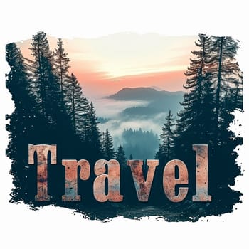 A beautiful travel logo with a forest. High quality illustration