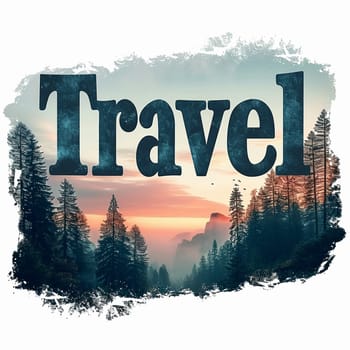 A beautiful travel logo with a forest. High quality illustration