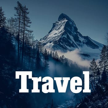 A beautiful travel logo with a forest. High quality illustration