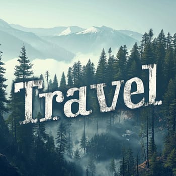 A beautiful travel logo with a forest. High quality illustration