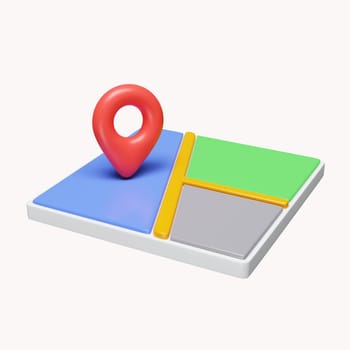 3d Pin location icon on map. Online order tracking. Location mark on map and cardboard boxes. Fast delivery parcel. icon isolated on white background. 3d rendering illustration. Clipping path..