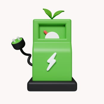 3d car charging station, Green Energy, Clean Energy, Environmental Alternative Energy Concept. icon isolated on white background. 3d rendering illustration. Clipping path..