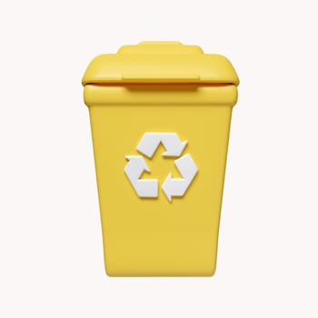 3d bin Recycle for save the earth and keep environment plastic. icon isolated on white background. 3d rendering illustration. Clipping path..
