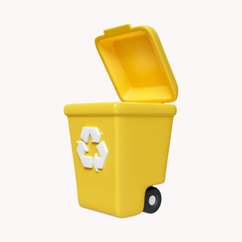 3d bin Recycle for save the earth and keep environment plastic. icon isolated on white background. 3d rendering illustration. Clipping path.