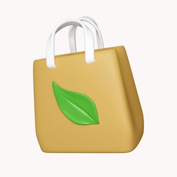 3d paper bag recycle. save the planet and energy concept. icon isolated on white background. 3d rendering illustration. Clipping path..