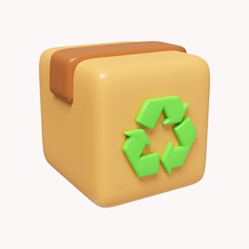 3d recycle box. Save Earth. Environment Concept. icon isolated on white background. 3d rendering illustration. Clipping path..