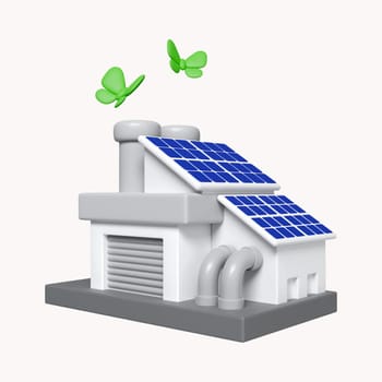 3d Eco friendly factory compound. Eco Green energy, sustainable industry and manufacturing concept. icon isolated on white background. 3d rendering illustration. Clipping path..