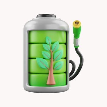 3d Bio Battery Charging Station. Future transport technology and clean energy concept. icon isolated on white background. 3d rendering illustration. Clipping path..